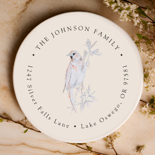 Watercolor Singing Nightingale Bird Return Address Classic Round Sticker