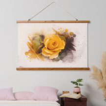 Watercolor Single Yellow Rose