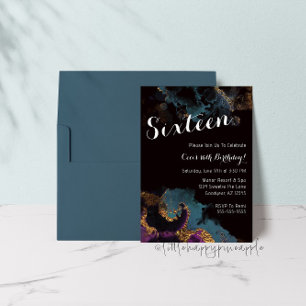 Watercolor Sixteen Birthday Invitation