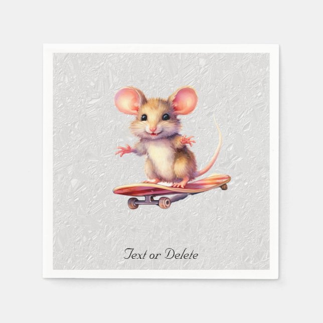 Watercolor Skateboard Mouse Napkins (Front)