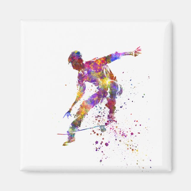 watercolor skater magnet (Front)