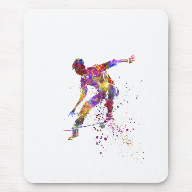 watercolor skater mouse pad (Front)