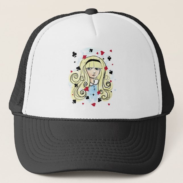 Watercolor Sketch Alice Trucker Hat (Front)