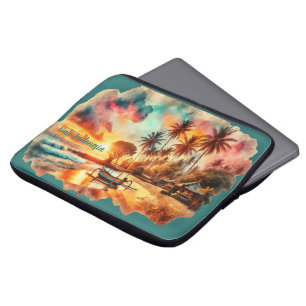 Watercolor Sketch Bali Indonesia Tropical Laptop Sleeve