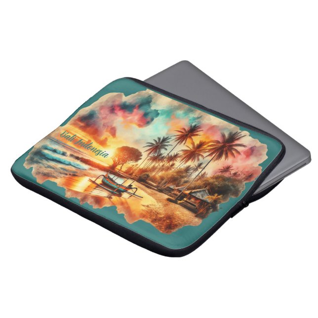 Watercolor Sketch Bali Indonesia Tropical | Laptop Sleeve (Front Top)