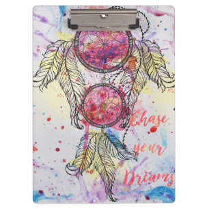 Watercolor sketch Dreamcatcher “Chase your Dream Clipboard