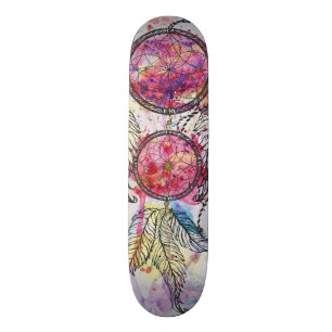Watercolor sketch Dreamcatcher “Chase your Dreams” Skateboard