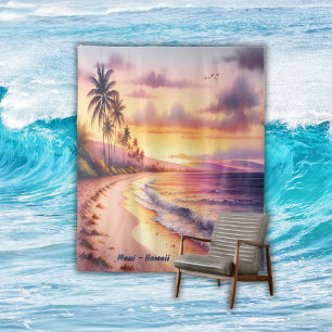 Watercolor Sketch Maui Hawaii Colourful    Tapestry