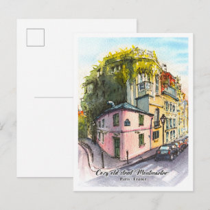 Watercolor Sketch Montmartre Paris France Postcard