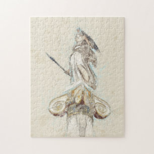 Watercolor Sketch of Statue of Athena Jigsaw Puzzle