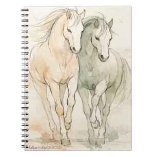 Watercolor Sketch of Two Running Horses – Artistic Notebook