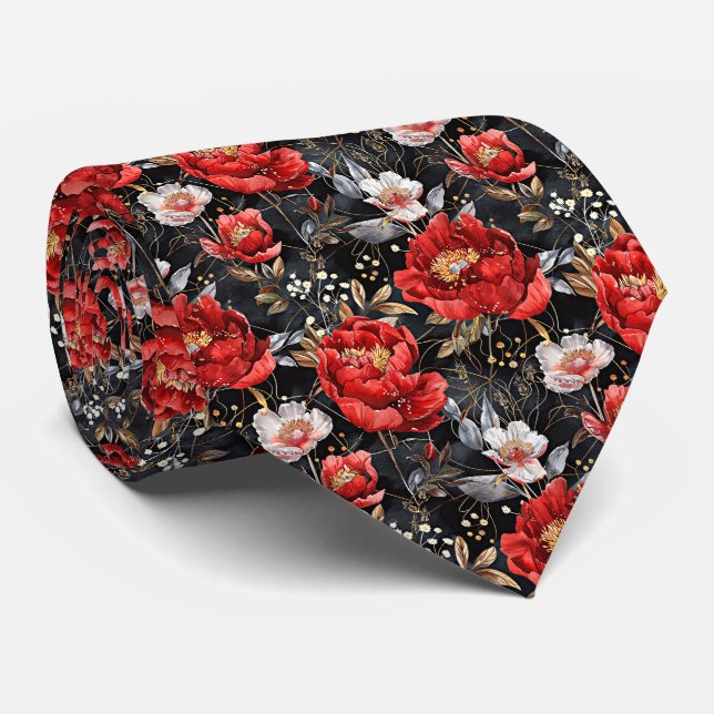 Watercolor sketched detailed pattern of delightful tie (Rolled)