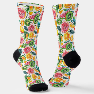 Watercolor sketched detailed pattern of Dragon fru Socks