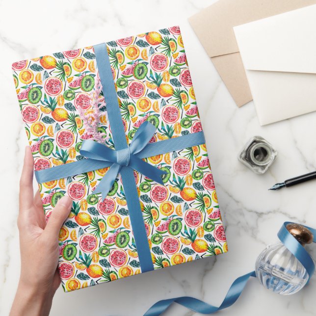 Watercolor sketched detailed pattern of Dragon fru Wrapping Paper (Gifting)