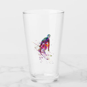 watercolor skier glass