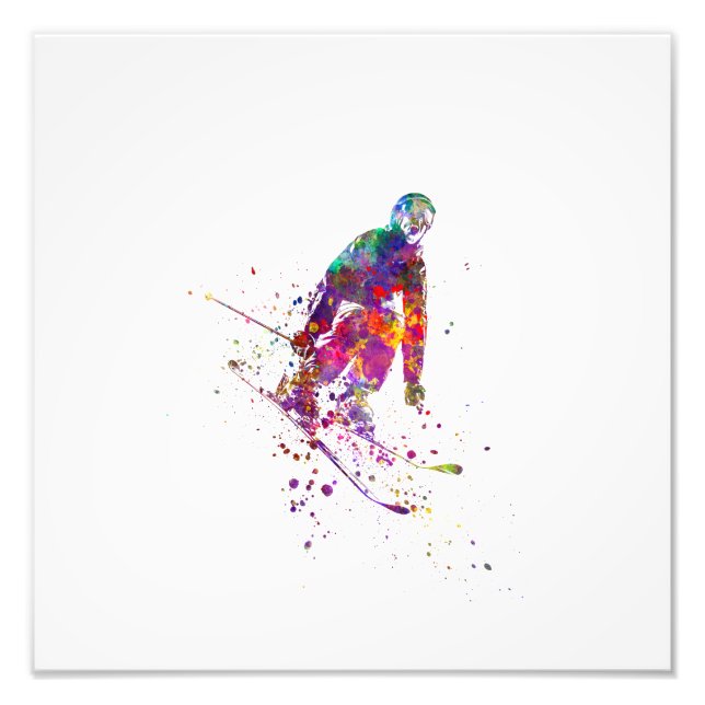 watercolor skier photo print (Front)