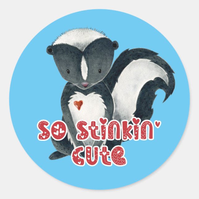Watercolor skunk classic round sticker (Front)
