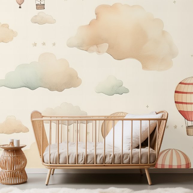 Watercolor Sky Adventure Seamless Pattern on Beige Wallpaper (Creator Uploaded)