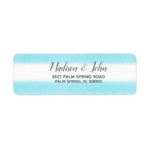Watercolor Sky Blue Stripes Modern Beach Wedding