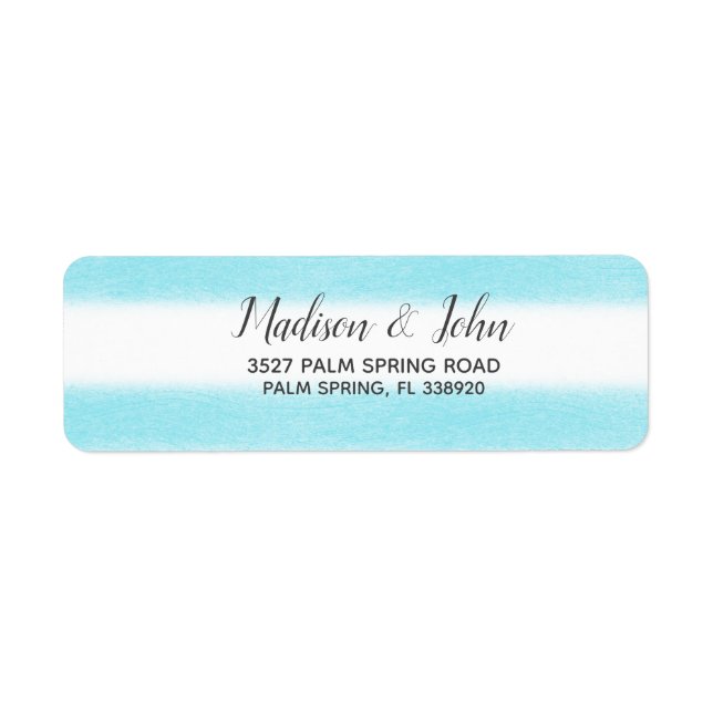 Watercolor Sky Blue Stripes Modern Beach Wedding (Front)