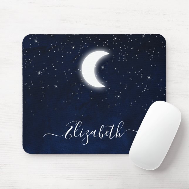 Watercolor Sky Celestial Moon Stars  Mouse Pad (With Mouse)