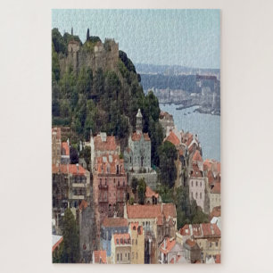 Watercolor Skyline of Lisbon Jigsaw Puzzle