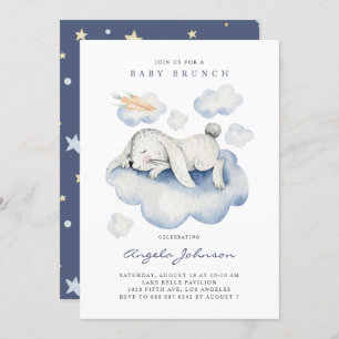 Watercolor Sleeping Baby Rabbit Baby Brunch Invitation