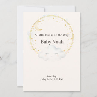 Watercolor Sleeping Cloud Baby Shower Invitation M