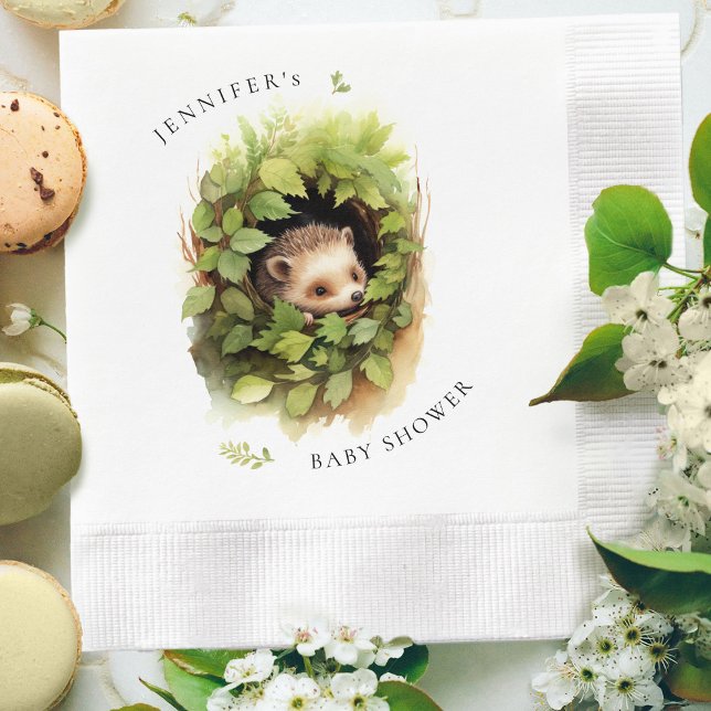 Watercolor Sleeping Hedgehog Baby Shower Napkin (Creator Uploaded)