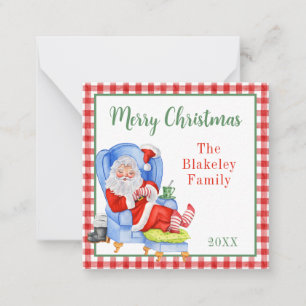Watercolor Sleeping Santa Christmas Gift Enclosure Card