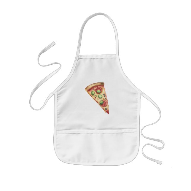 Watercolor slice pizza kids apron (Front)