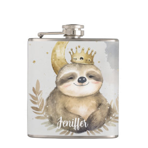 Watercolor Sloth Moon Crown                        Hip Flask