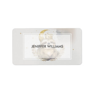 Watercolor Sloth Moon Crown                        Label