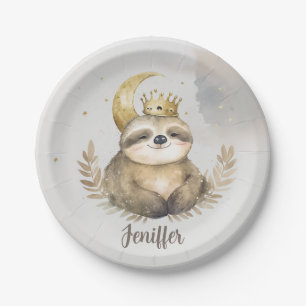Watercolor Sloth Moon Crown                        Paper Plate