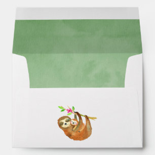 Watercolor Sloth themed Baby Shower Envelope