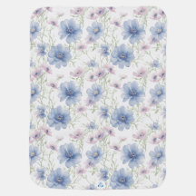 Watercolor Small Blue And Pink Anemone
