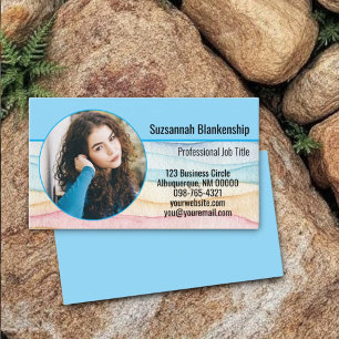 Watercolor Small Business Custom Round Photo Card