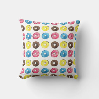 Watercolor small doughnuts, seamless pattern. cushion