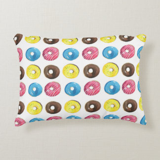 Watercolor small doughnuts, seamless pattern. decorative cushion