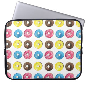 Watercolor small doughnuts, seamless pattern. laptop sleeve
