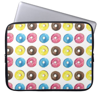 Watercolor small doughnuts, seamless pattern. laptop sleeve