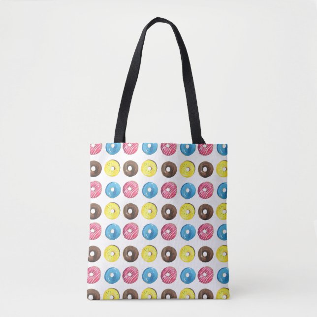 Watercolor small doughnuts, seamless pattern. tote bag (Front)