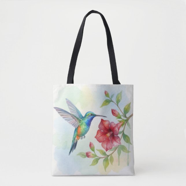 Watercolor Small Hummingbird Tote Bag (Front)