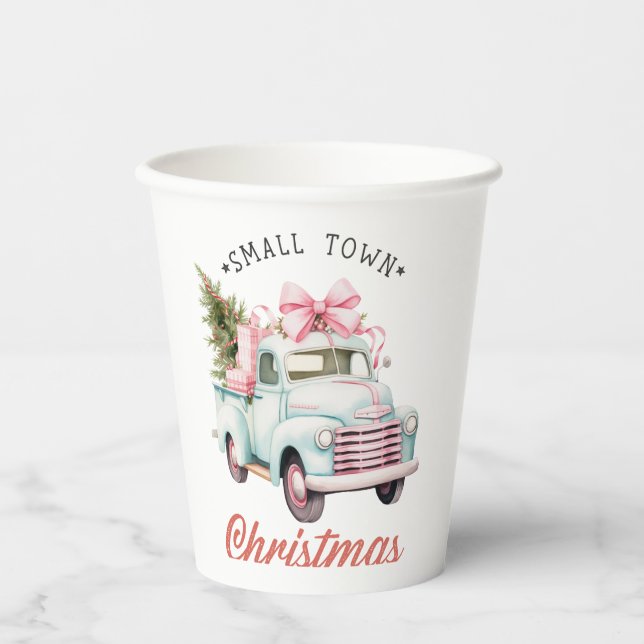 Watercolor Small Town Christmas Satin Paper Cups (Front)