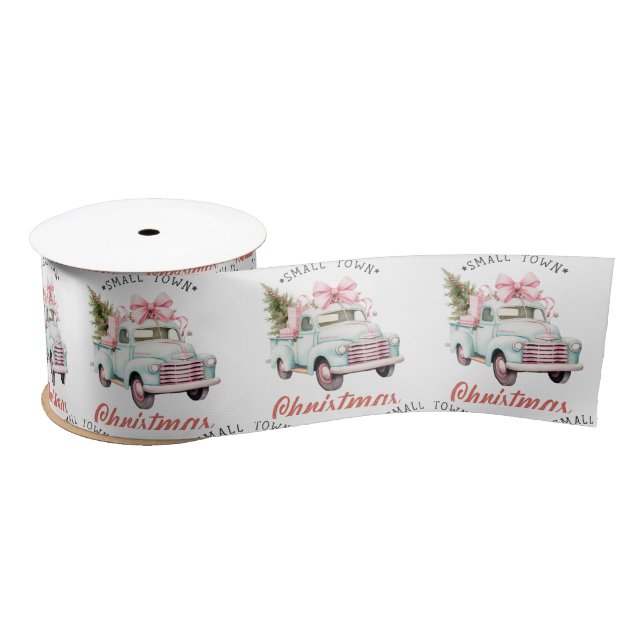 Watercolor Small Town Christmas  Satin Ribbon (Spool)