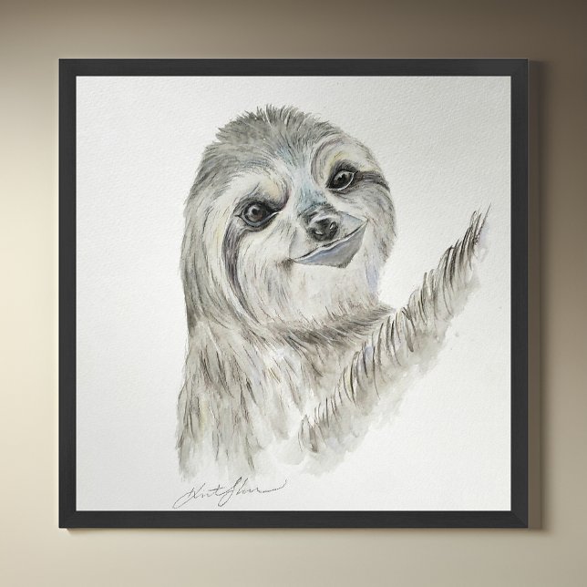 Watercolor Smiling Sloth Poster (Creator Uploaded)
