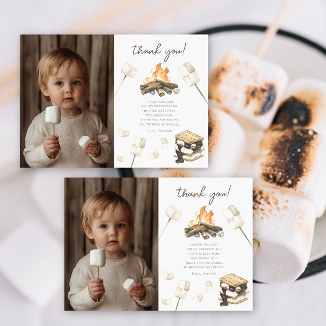 Watercolor S'more Fun Birthday Thank you (Creator Uploaded)