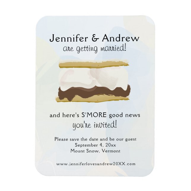 Watercolor S'mores Blue Save the Date Magnet (Vertical)