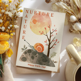 Watercolor Snail Nurture Nature Happy Earth Day Postcard