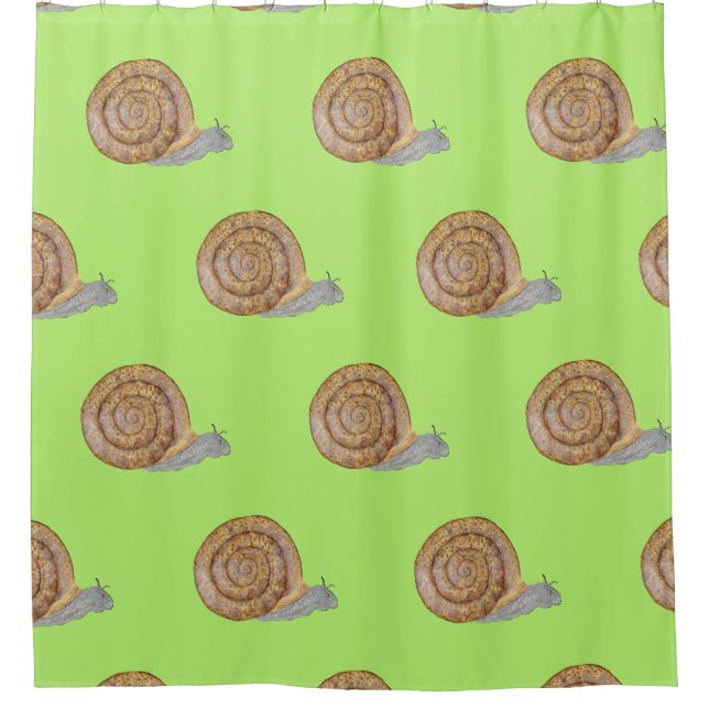 Watercolor Snail Shower Curtain (Front)